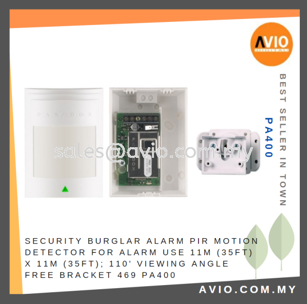 Security Burglar Alarm PIR Motion Detector Sensor 11m x 11m ; 110' Viewing Angle Free Bracket 469 PA400 ALARM AVIO Johor Bahru (JB), Kempas, Johor Jaya Supplier, Suppliers, Supply, Supplies | Avio Digital