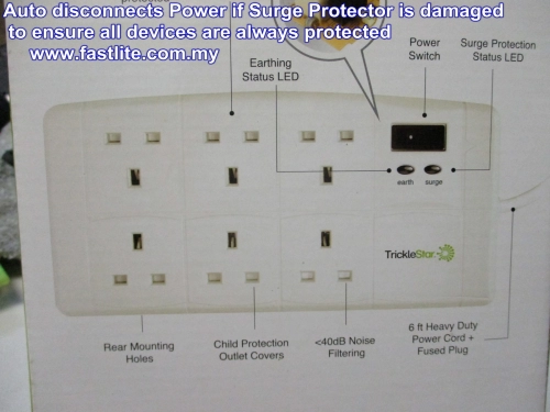 TrickleStar Surge Protector 6-Socket Fireproof (182SP-UK-6XX) Premium Quality Trailing Socket