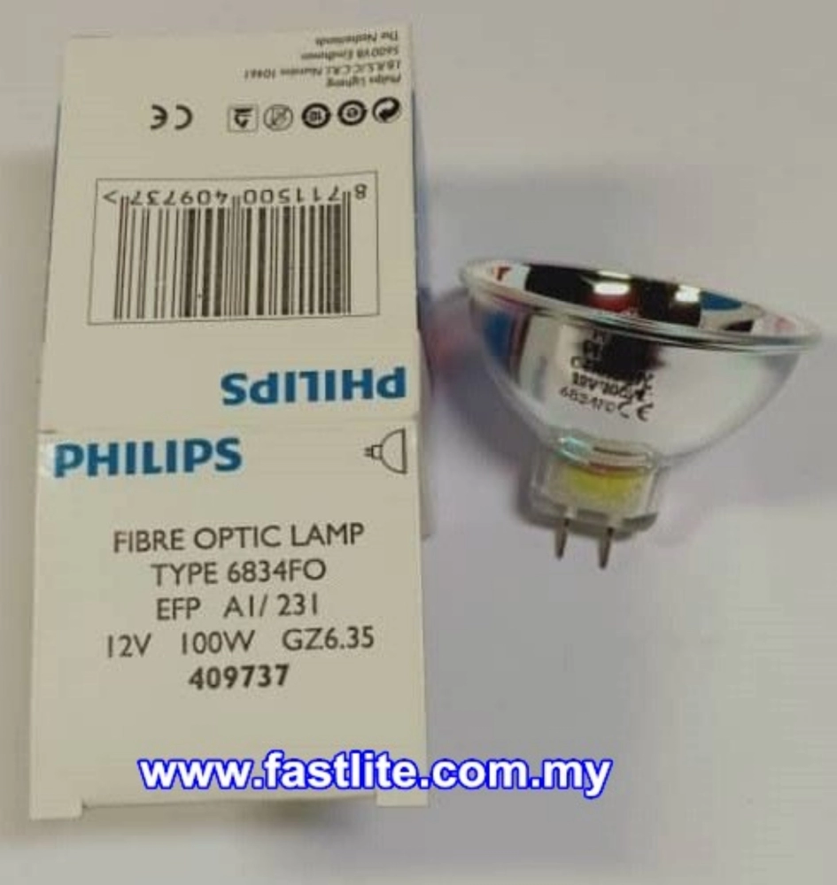 Philips 6834FO 12v 100w GZ6.35 EFP A1/231 Fibre Optic Projection lamp (made in Germany)