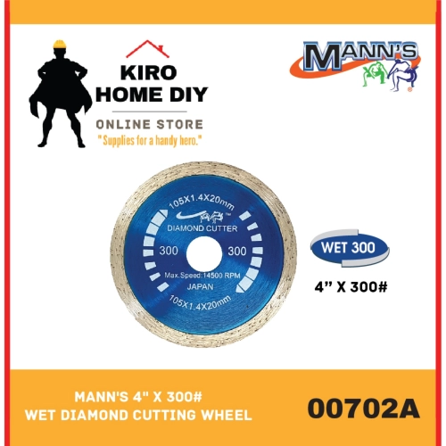 MANN'S 4" X 300# Wet Diamond Cutting Wheel - 00702A