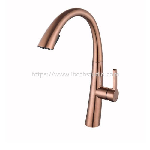 HUN SINGLE LEVER SINK MIXER WITH PULL-OUT SPRAY (SUS 304) HWT 644 ROSE GOLD