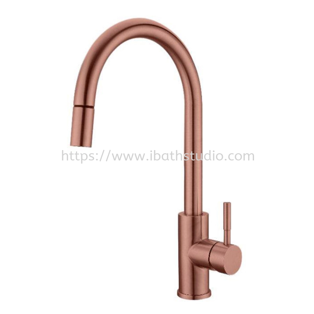 HUN SINGLE LEVER SINK MIXER WITH PULL-OUT SPRAY (SUS 304) HWT 640 ROSE GOLD