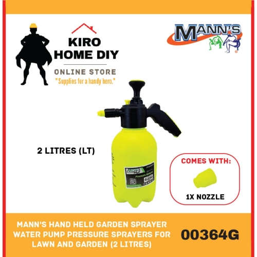 Mann's Hand Held Garden Sprayer/ Water Pump Pressure Sprayer for Lawn and Garden (2 Litres) - 00364G