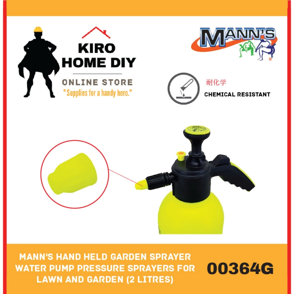 Mann's Hand Held Garden Sprayer/ Water Pump Pressure Sprayer for Lawn and Garden (2 Litres) - 00364G