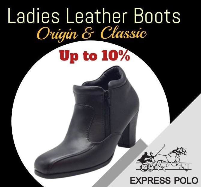 EXPRESS POLO Full Leather 2.5inch Ladies Boots- LL-90438- BLACK Colour