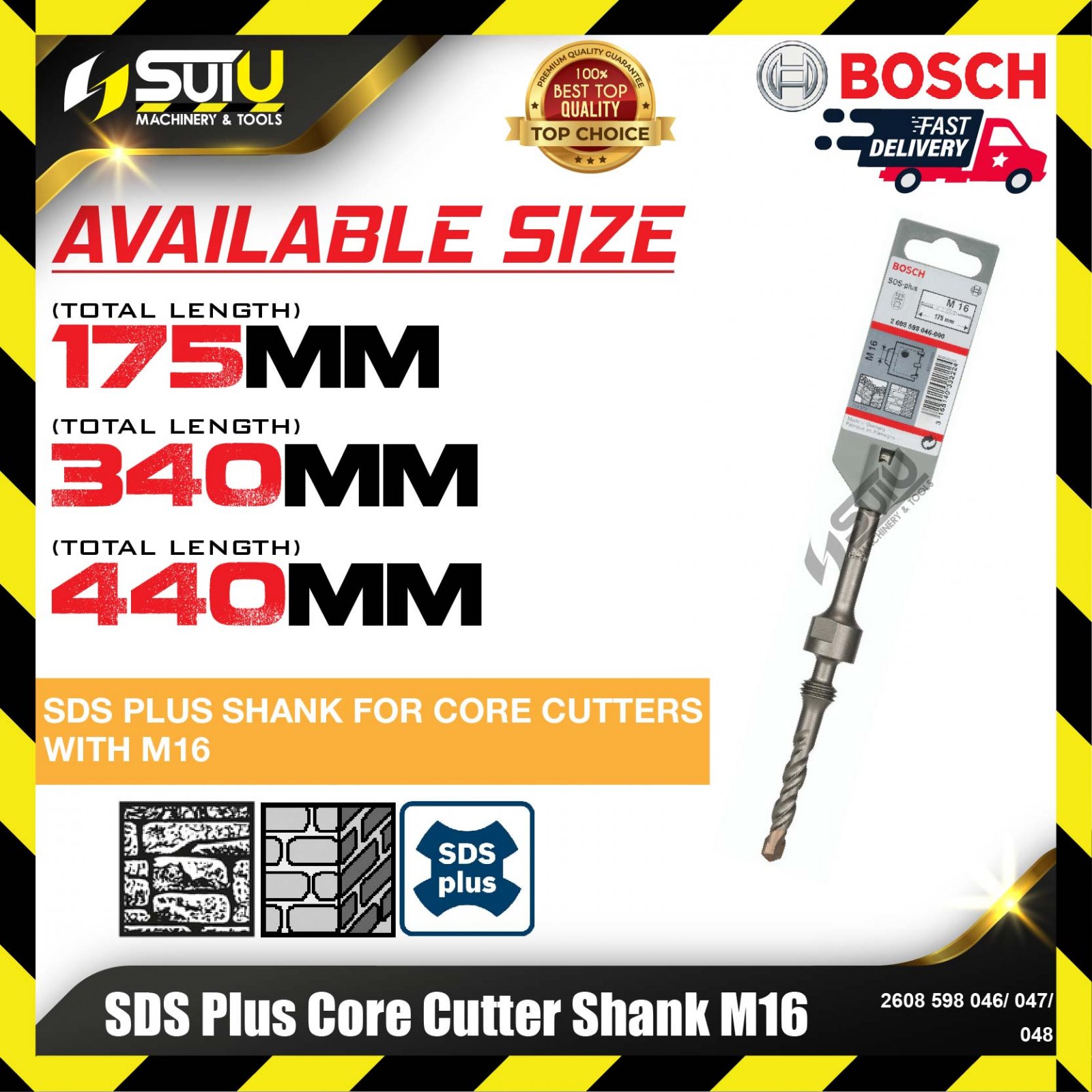 BOSCH 2608598046 047 048 SDS Plus Core Cutter Shank M16 175