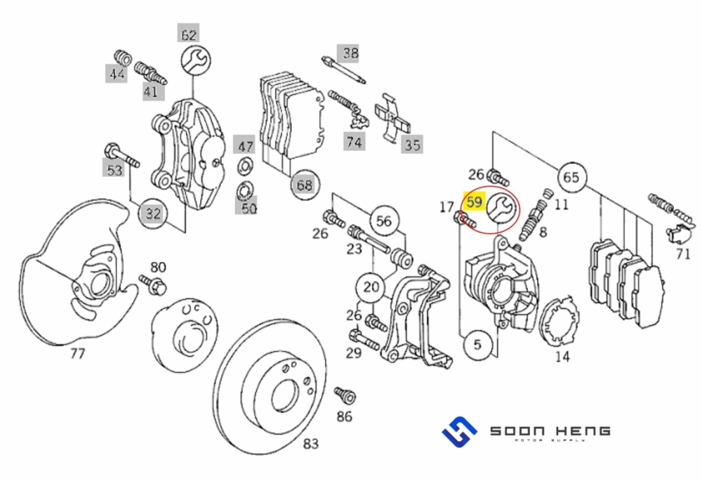 Mercedes-Benz W201, W124, C124, S124 and W168 - Front Brake Caliper Kit (ATE)