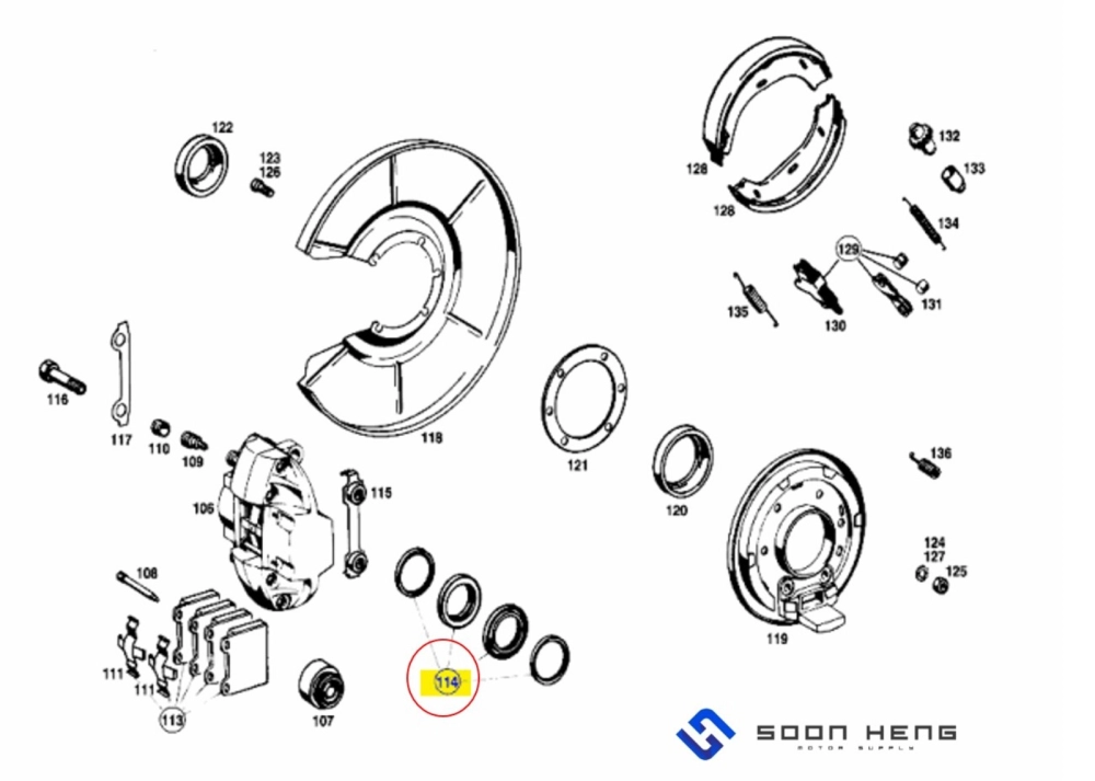 Mercedes-Benz W123, S123, W111,W112, W108, W109, W113 and Porsche 911 - Rear Brake Caliper Repair Kit (ATE)