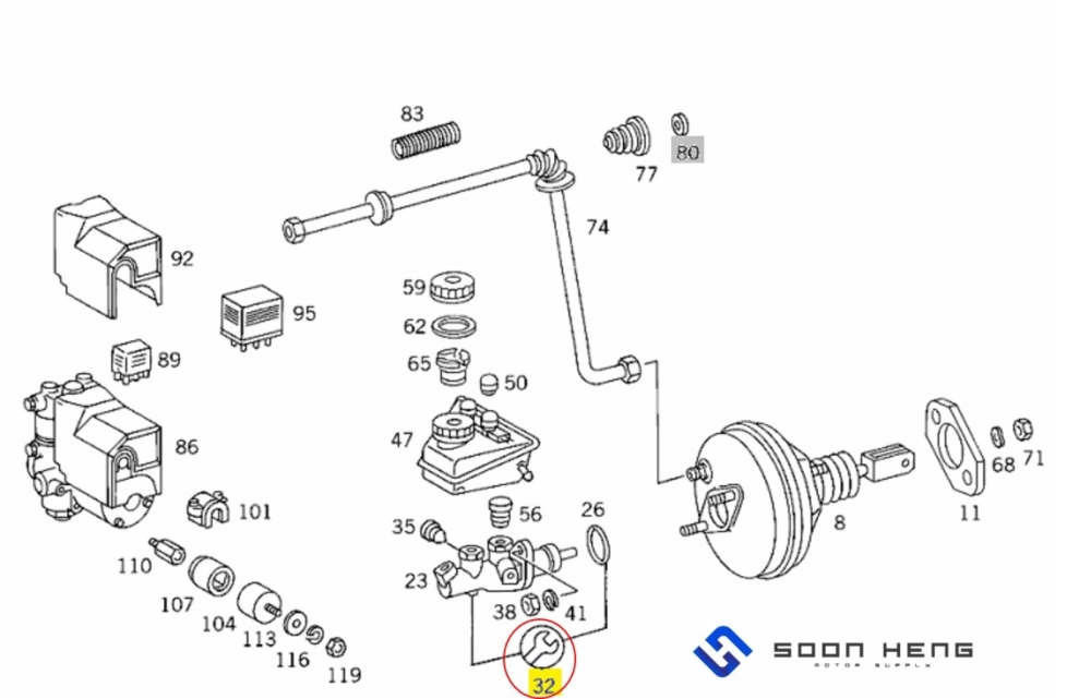 Mercedes-Benz R107, C126, W126, W201, R129, W140 and W124 - Brake Master Cylinder Repair Kit (ATE)