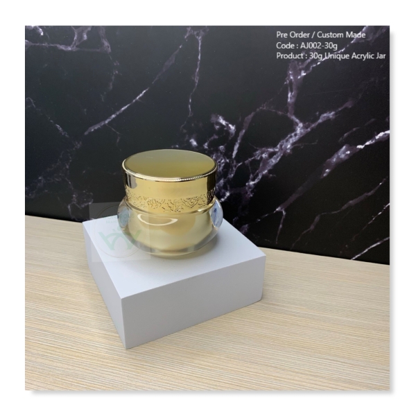 30g Unique Acrylic Jar (Gold) - AJ002 Acrylic Jars Jars Malaysia, Selangor, Kuala Lumpur (KL), Puchong OEM, Supplier, Manufacturer, Supply | Wondrous Brand & Pack