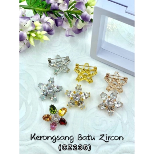 Elegant Brooch 1pc [FREE BOX] Premium Zircon Brooch Kerongsang Bahu Hijab Brooch Bahu Muslimah Brooch Pin-CZ235