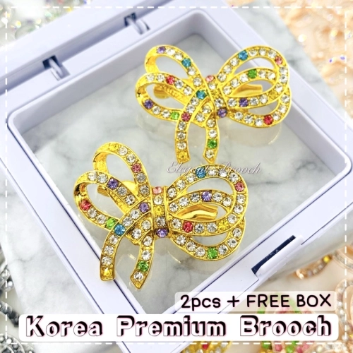 Elegant Brooch 2pcs [FREE BOX]  Korea Premium Brooch Ribbon / Kerongsang Pin Bahu B2851