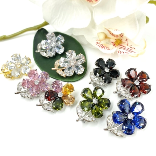 Elegant Brooch 1pc [FREE BOX] Premium Zircon Brooch Kerongsang Bahu Muslimah Brooch Bahu Hijab Brooch Pin-CZ291