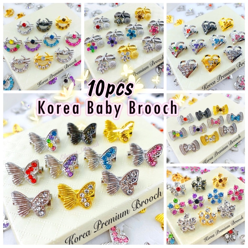 Elegant Brooch 10pcs Korea Premium Baby Brooch Kerongsang Tudung Dagu Muslimah Brooch Pin Tudung(6 pilihan)