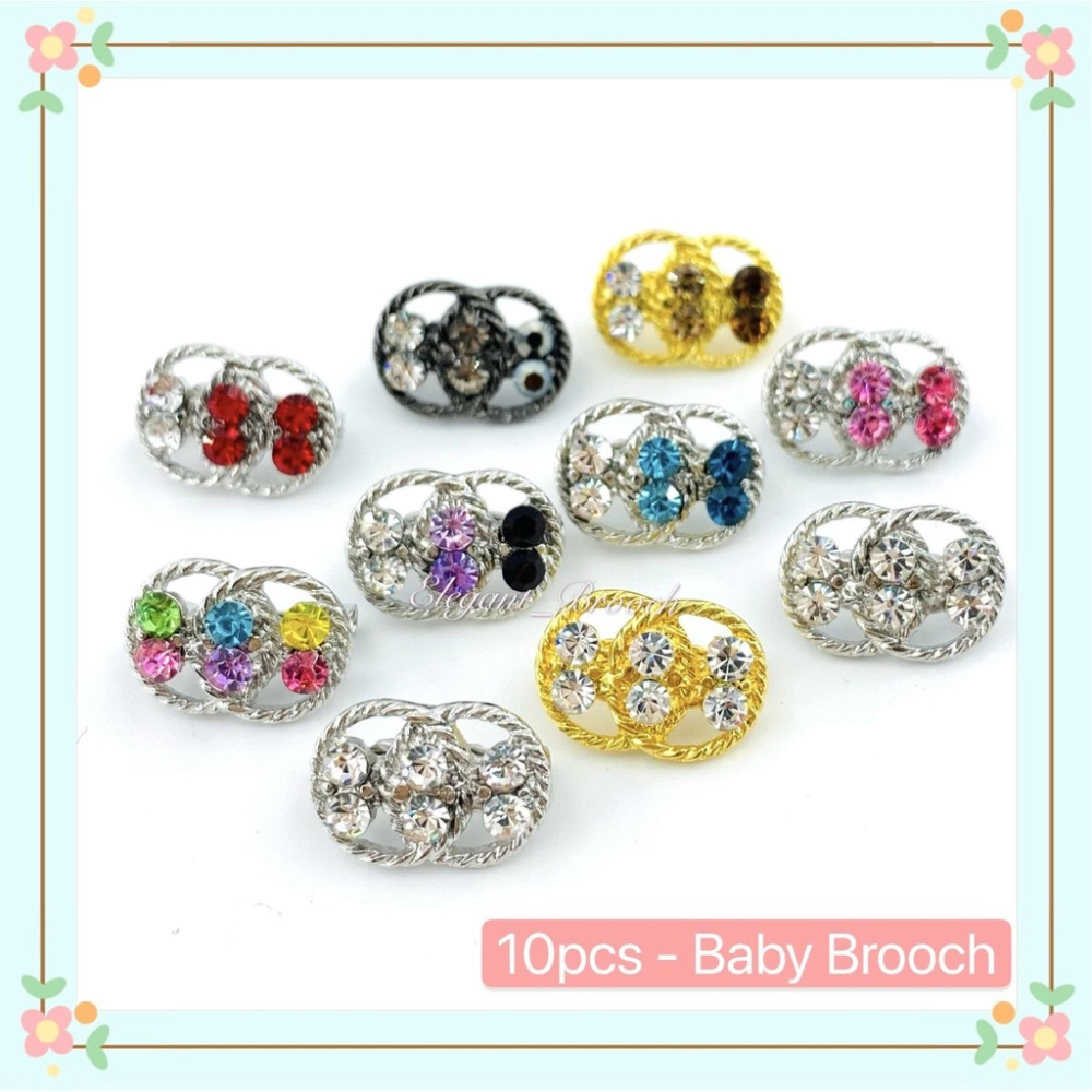 Elegant Brooch 10pcs Korea Premium Baby Brooch Kerongsang Tudung Pin Tudung Dagu Brooch Pin Kerongsang Murah- D2633
