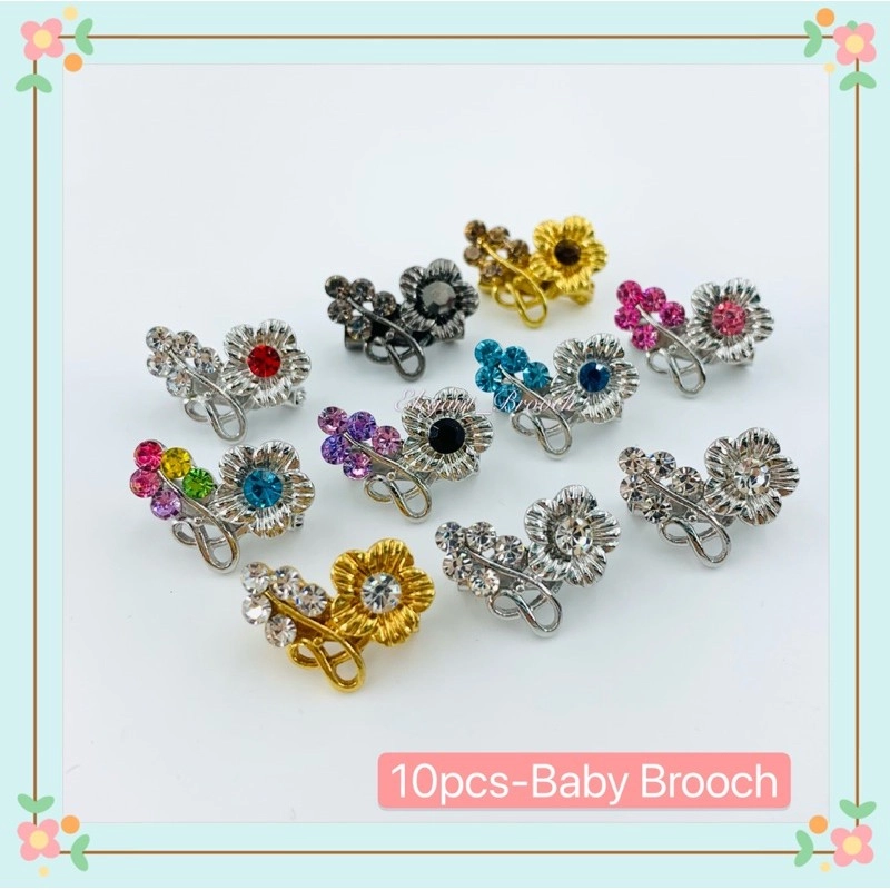 Elegant Brooch 10pcs Korea Premium Baby Brooch Kerongsang Tudung Pin Tudung Dagu Bunga Muslimah Hijab Brooch Pin -D2709