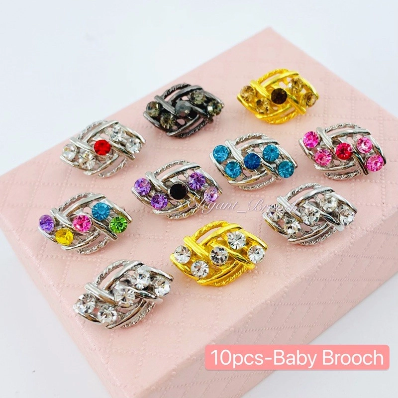 Elegant Brooch 10pcs Korea Premium Baby Brooch Kerongsang Tudung Pin Tudung Dagu Muslimah Hijab Brooch Pin-D2780