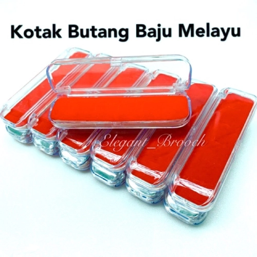 Elegant Brooch Kotak Butang Baju Melayu Acrylic Span Merah Butang Baju Lelaki Kotak Brooch Bekas Brooch