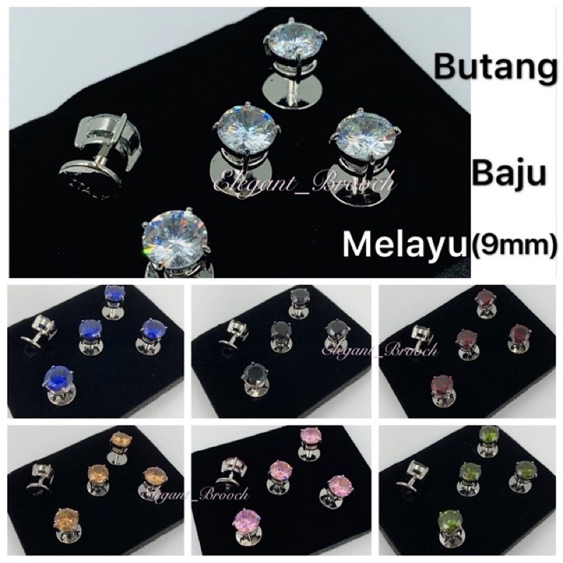 Elegant Brooch Butang Baju Melayu Nikah Batu Zircon Button Muslimin Butang Baju Lelaki(8mm, 9mm, 10mm)
