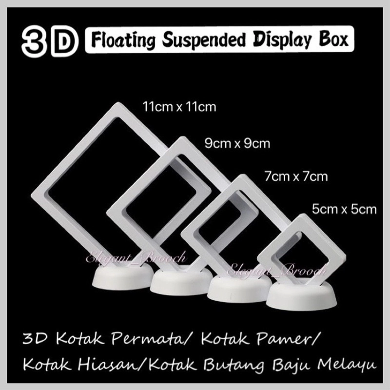 Elegant Brooch 3D Transparent Jewellry Display Storage Box Kotak Permata Kotak Hadiah Kotak Brooch Kotak Butang