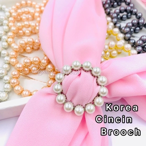 Elegant Brooch Korea Cincin Tudung Bawal Mutiara Scarf Buckle Ring Brooch Ring Tudung Muslimah(G737)