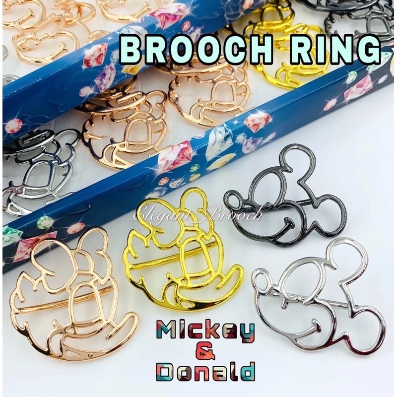 Elegant Brooch HIJAB RING Kerongsang Cincin  Mickey Mouse@Donald Duck Ring Tudung Muslimah Scarf Buckle