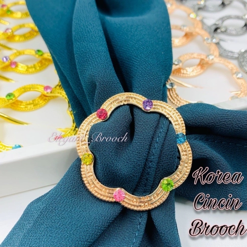 Elegant Brooch Korea Cincin Tudung Bawal Ring Tudung Scarf Buckle Ring Brooch Ring Muslimah Scarf Ring - G742