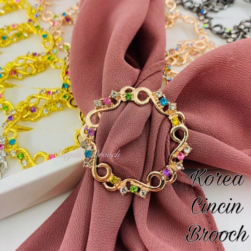 Elegant Brooch Korea Cincin Tudung Bawal Ring Tudung Scarf Buckle Hijab Ring Brooch Ring Muslimah-G738