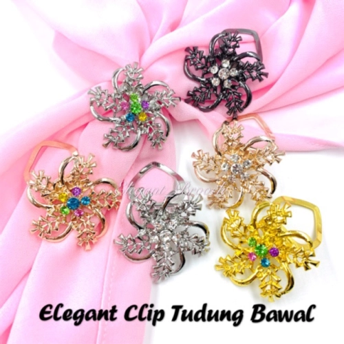 Elegant Brooch Elegant Clip Tudung Bawal Scarf Ring Tudung Scarf Buckle Hijab Muslimah Ring Brooch (K618)