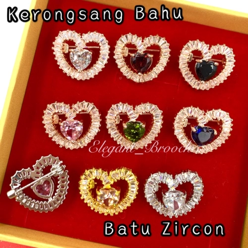 Elegant Brooch 1pc [FREE BOX] Luxury Zirconia Brooch Kerongsang Bahu Muslimah Brooch Bahu Brooch Pin-CZ584