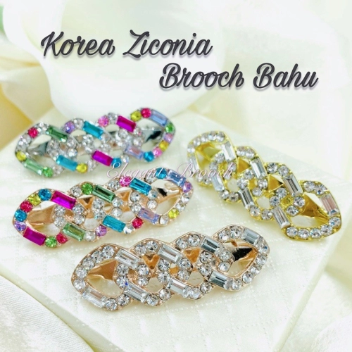 Elegant Brooch 2pcs [FREE BOX] Korea Zirconia Brooch Bahu Kerongsang Bahu Kiri Kanan Brooch Pin-B704