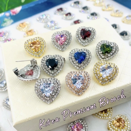 Elegant Brooch Korea Premium Brooch zirconia LOVEKerongsang Tudung Pin Tudung Muslimah Batu Zircon Hijab Pin-CZ2859