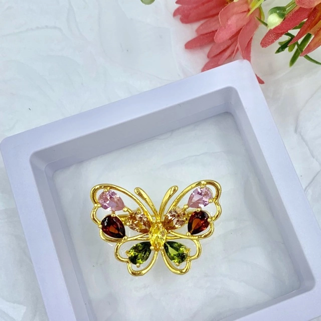 Elegant Brooch 1pc [FREE BOX] Elegant Crystal Zircon Brooch Bahu Butterfly Keronsang Bahu Muslimah Brooch Pin-CZ237