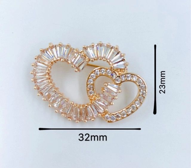 Elegant Brooch [FREE BOX] Premium Zircon Brooch Bahu LOVE Kerongsang Tudung Brooch Pin Tudung Muslimah Hijab -CZ303