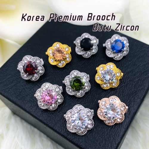 Elegant Brooch Korea 1pc Premium Brooch Batu Zircon Kerongsang Tudung Pin Tudung Brooch Pin Hijab Kerongsang-CZ752