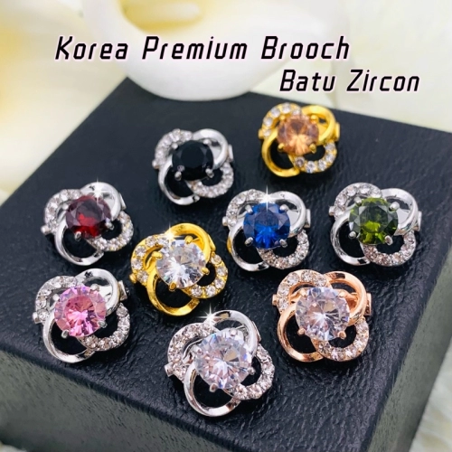 Elegant Brooch 1pc Korea Premium Brooch Batu Zircon Kerongsang Tudung Pin Muslimah Brooch Pin Tudung Kerongsang-CZ751