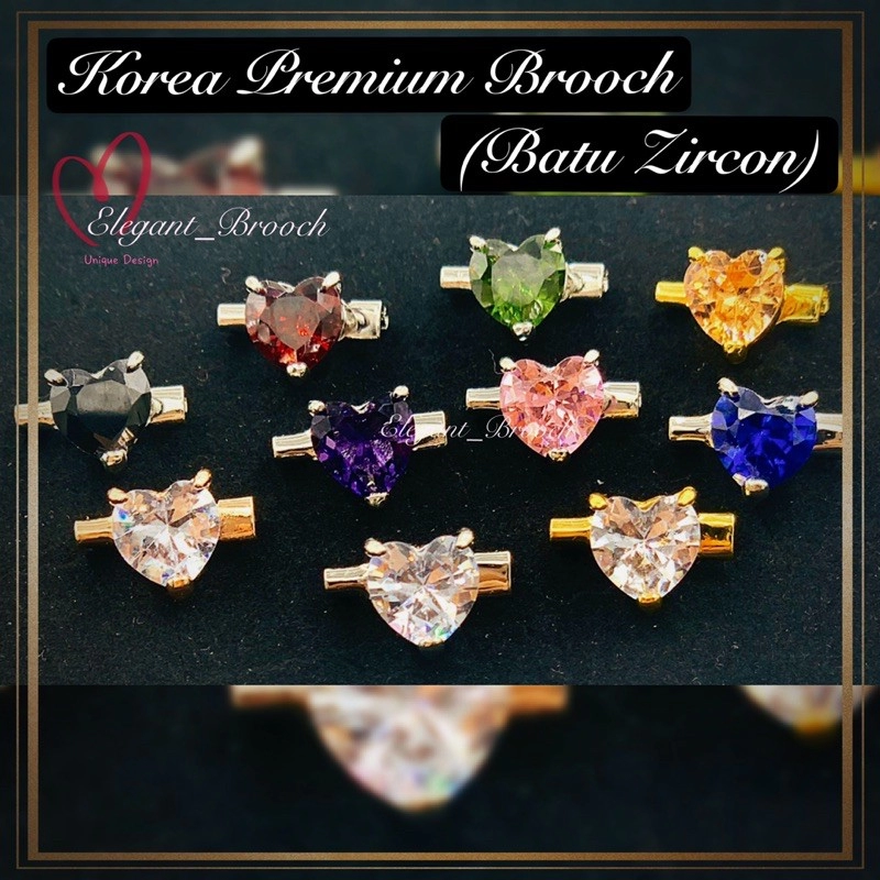 Elegant Brooch Korea Premium Brooch Batu Zircon bentuk LOVE Hijab Brooch Muslimah CZ457