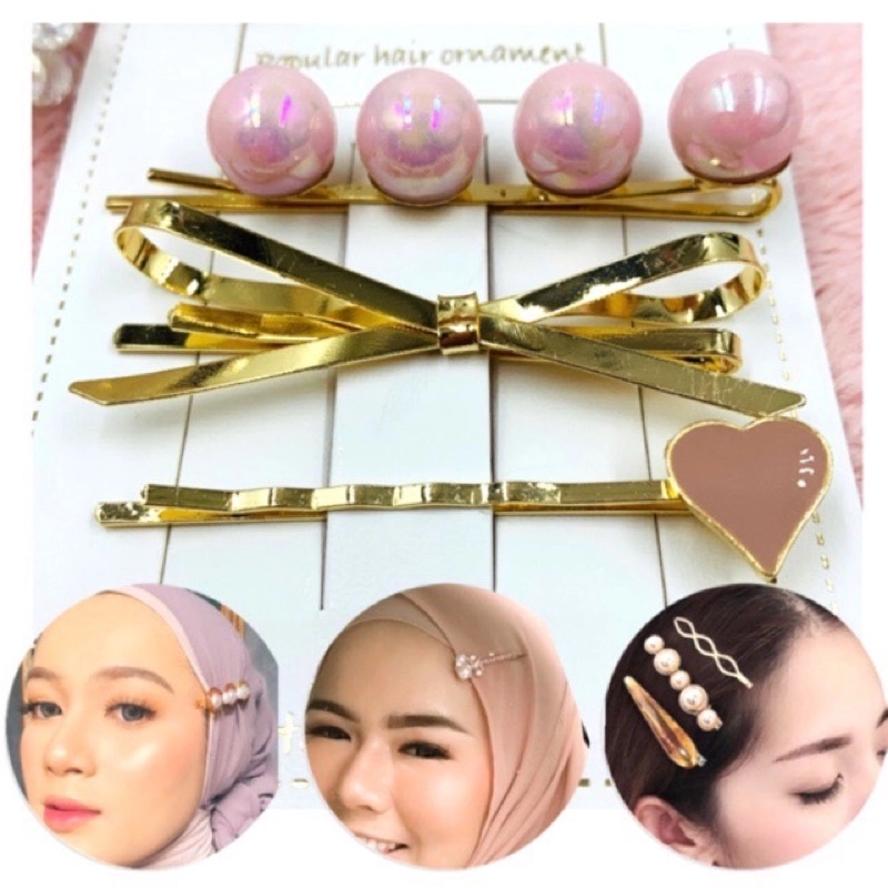 Elegant Brooch 3pcsset Premium Korea Jepit Rambut Mutiara Pearl Hairpin Hair Clip Pin Rambut Korea Hair Accessories