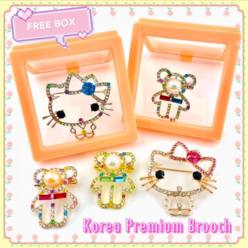 Elegant Brooch 1pc [FREE BOX] Eksklusif Korea Premium Brooch 1pcs HELLO KITTY @ TEDDY BEARKeronsang Bahu Brooch Bahu