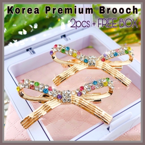 Elegant Brooch 2pcs [FREE BOX] Korea Premium Brooch Bahu  Kerongsang Tudung Pin Tudung Bahu Muslimah Brooch Pin- B2761