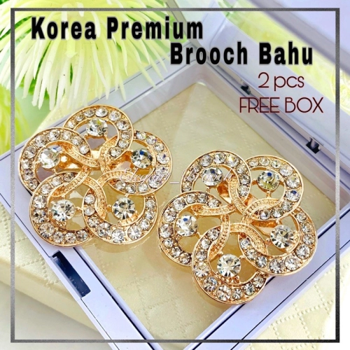 Elegant Brooch 2pcs [FREE BOX] Korea Premium Brooch Pin Kerongsang Tudung Bahu Kiri Kanan Pin Tudung Hijab-B678