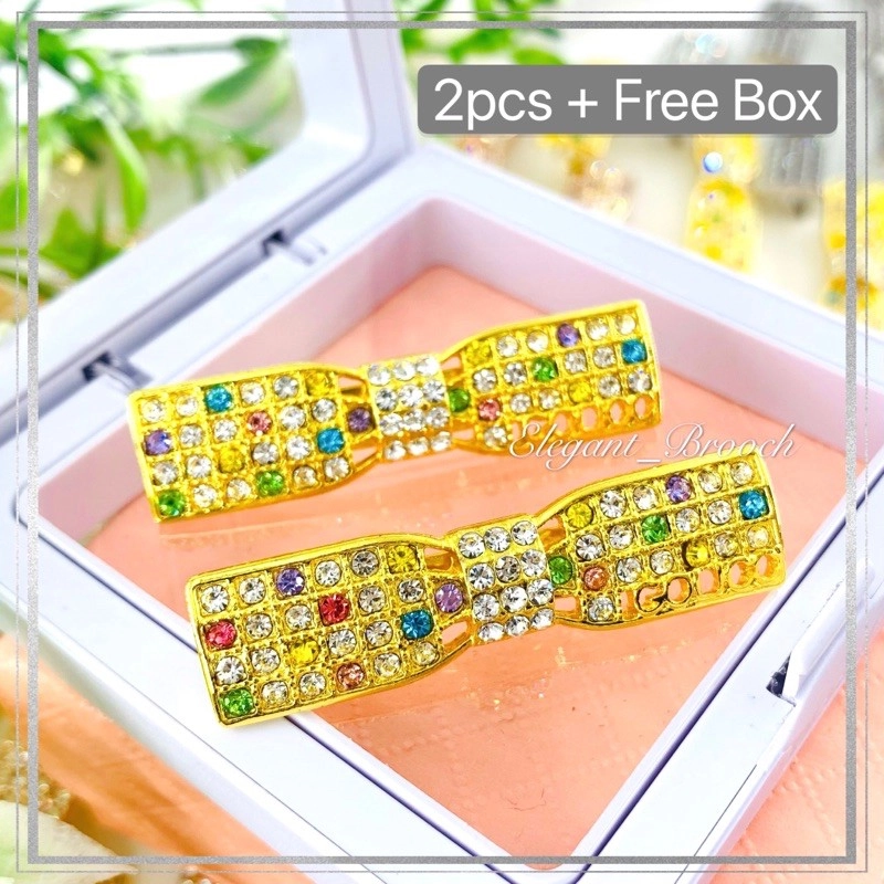 Elegant Brooch 2pcs [FREE BOX] Korea Premium Brooch Bahu Kerongsang Pin Brooch Tudung Brooch Bahu Hijab- B2759