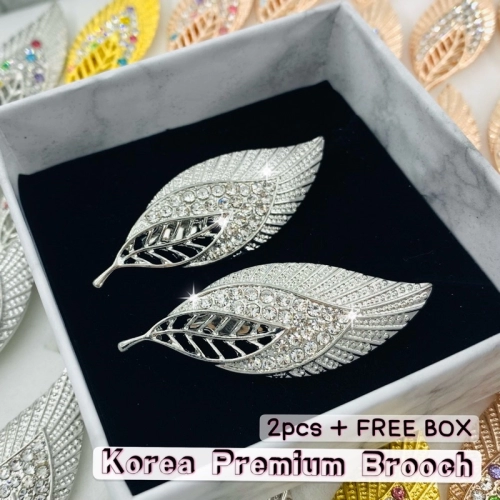 Elegant Brooch 2pcs [FREE BOX] Korea Premium Brooch Bahu Kerongsang Tudung Pin Tudung DAUN Kerongsang Murah B2856