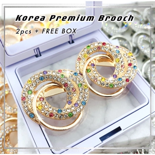 Elegant Brooch 2pcs [FREE BOX] Elegant Korea Premium Brooch Bahu Kerongsang Tudung Pin Tudung Muslimah Brooch Pin-B2849