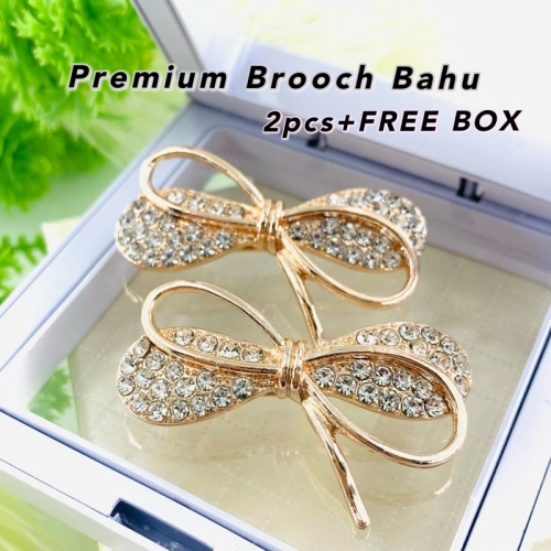 Elegant Brooch 2pcs [FREE BOX] Korea Premium Brooch Ribbon Kerongsang  Bahu Pin Tudung Muslimah Brooch Pin-B2762