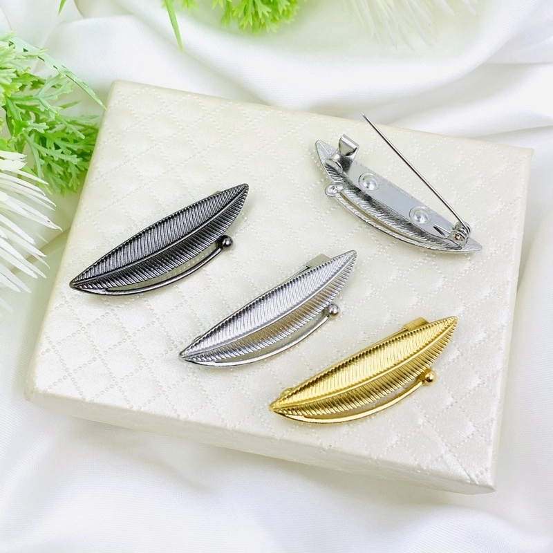 Elegant Brooch 2pcs Elegant Brooch Bahu Pin Tudung Bentuk Daun [4cm]Kerongsang Tudung Bahu Hijab Muslimah Brooch Pin D528