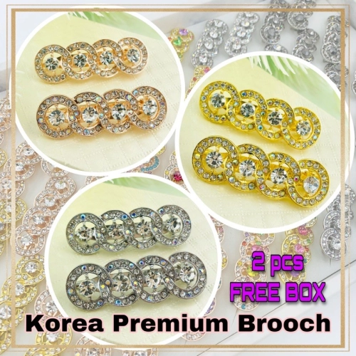 Elegant Brooch 2pcs Korea Premium Brooch Bahu Kerongsang Pin Bahu Muslimah Keronsang Bahu -B698