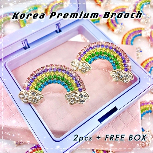 Elegant Brooch 2pcs Korea Premium Brooch Rainbow  Kerongsang Tudung Bahu Pin Tudung Muslimah Brooch Pin-B2807