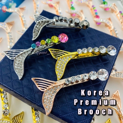 Elegant Brooch(FREE BOX)2pcs Korea Premium Brooch Bahu<Ekor Ikan>Kerongsang Tudung Pin Tudung Muslimah Brooch Pin-B2774