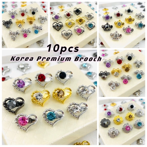 Elegant Brooch 10pcs Single Diamond Korea Premium Brooch(with Wholesale Price)Kerongsang Tudung Pin Tudung Hijab Pin